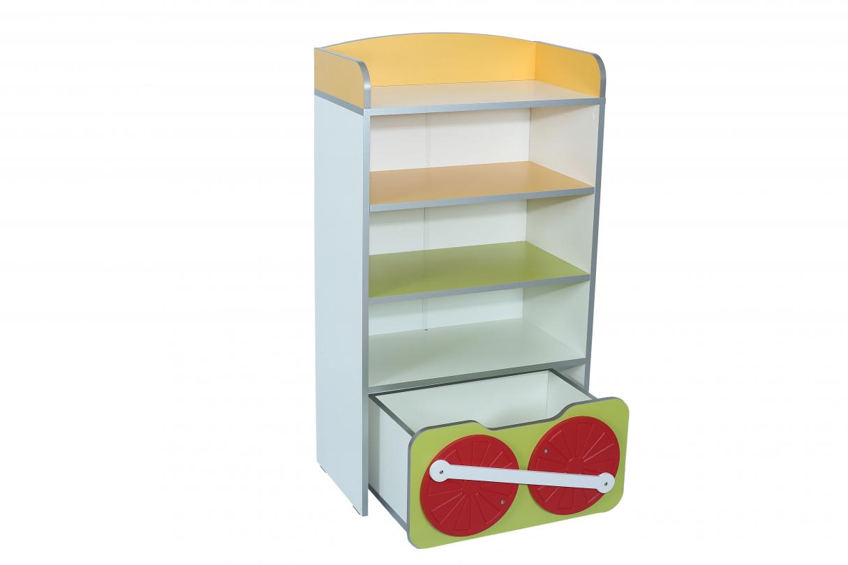 Стінка дитяча "Казковий експрес" елемент №6 з полицями та шухядою,(АЛМАНТ),620х350х1130 мм.